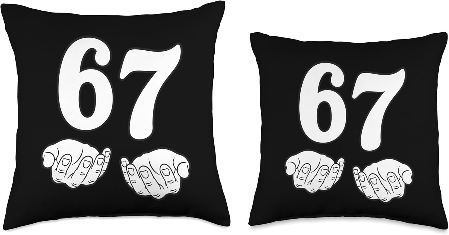 Six Seven 6 7 Funny 67 Gen Alpha Slang 6-7 Meme School Throw Pillow