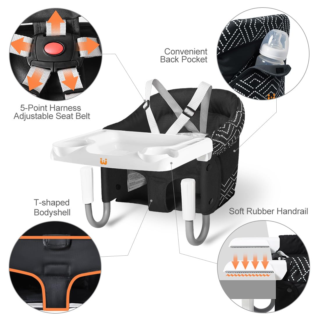 Hook On High Chair,Clip On Chair, Fold-Flat Storage and Tight Fixing Clip on Table High Chair, Safe and High Load Design Fast Table Chair for Home and Travel