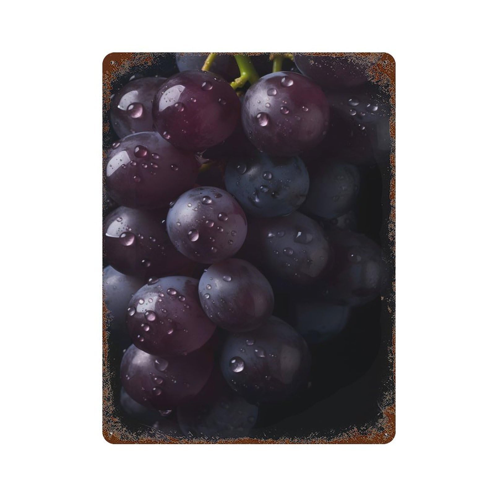 Grapes Rusty Metal Tin Sign 15.7"x11.8", Industrial Home Decor for Garage, Pub Or Kitchen