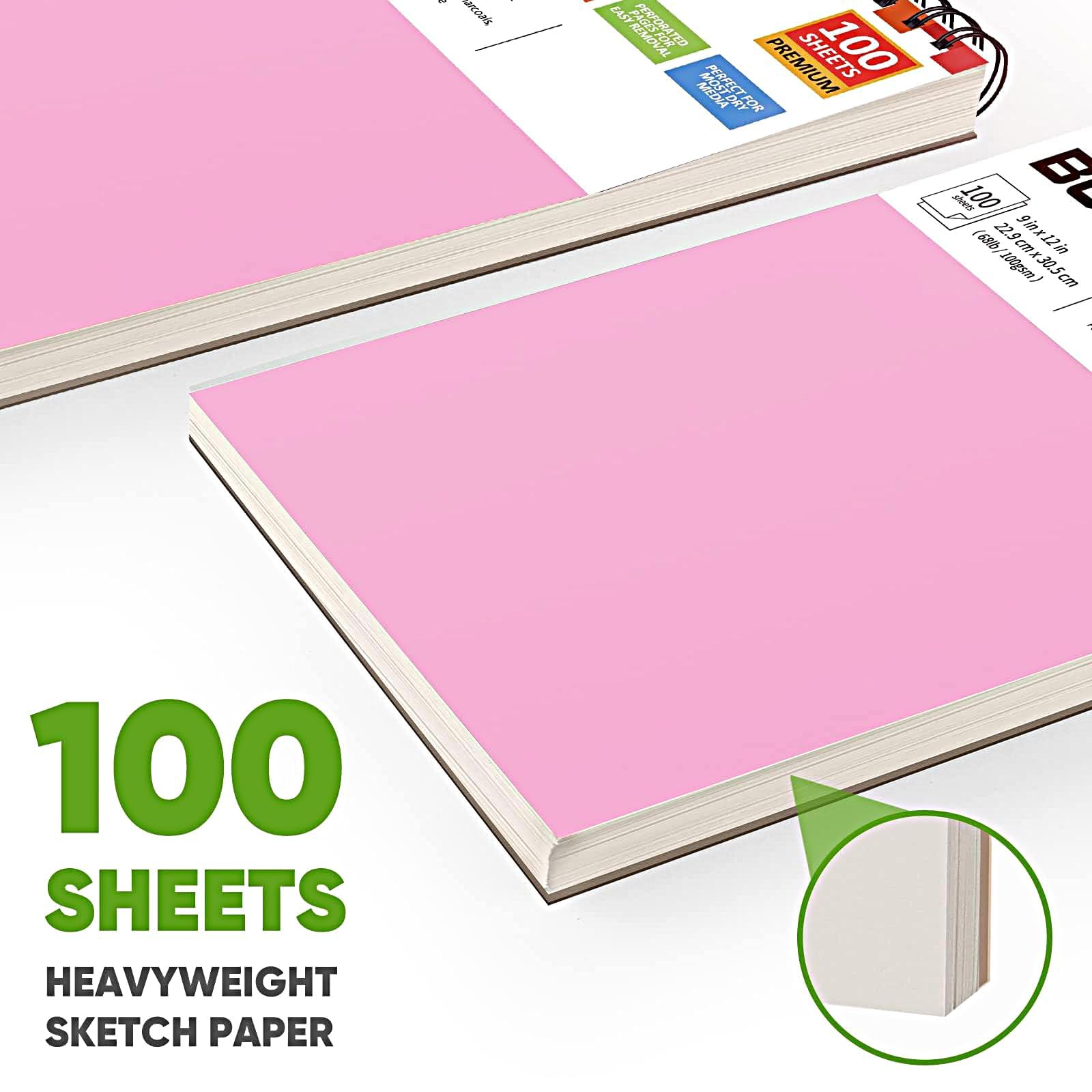Soucolor Simpatico album da disegno, 22,9 x 30,5 cm, per donne, 1 confezione da 100 fogli a spirale, forniture artistiche pastello per artisti, set regalo per adulti