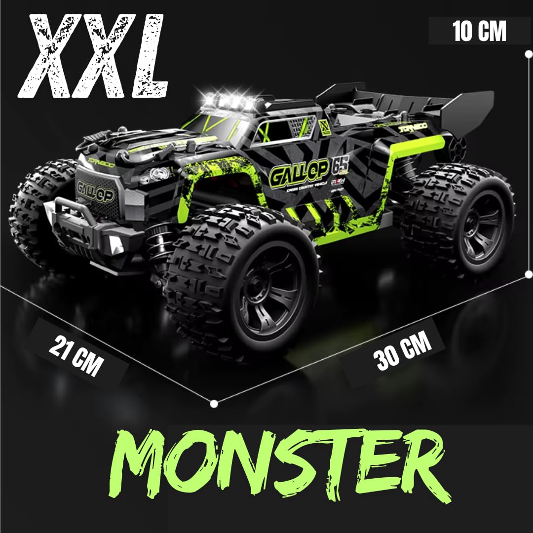 Premium RC Monster Truck Ferngesteuert Offroad 1:18 Ferngesteuertes Auto für Kinder 48km/h Monstertruck Crawler Elektrisch 4WD Allradantrieb 2,4 GHz