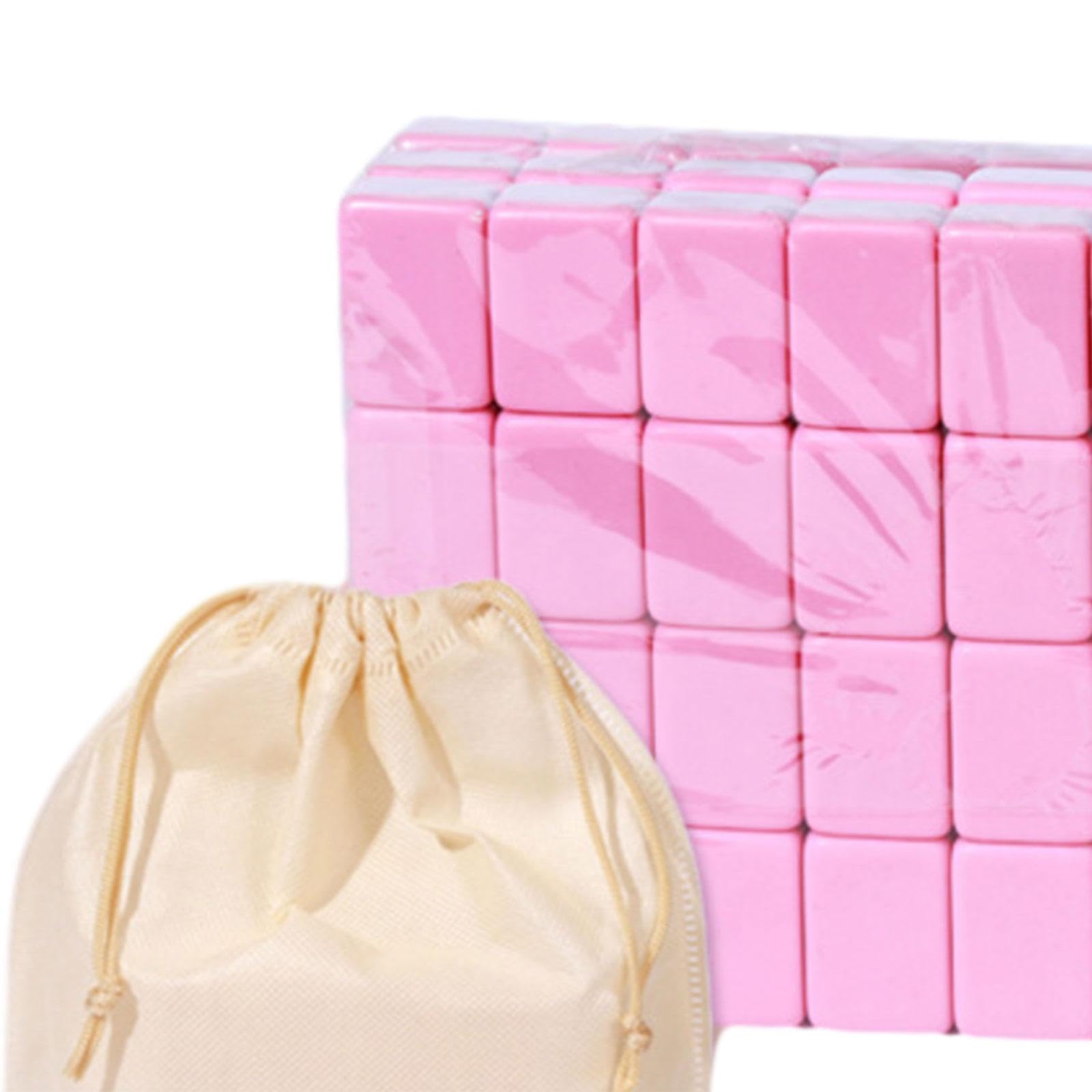 MagiDeal Mahjong Chino Mini Juego de Mesa Portátil 144 Fichas Set Clásico con Bolsa Y Dados Mejora Estrategia Y Concentración Adecuado para Aprendizaje, 24mm Rosa
