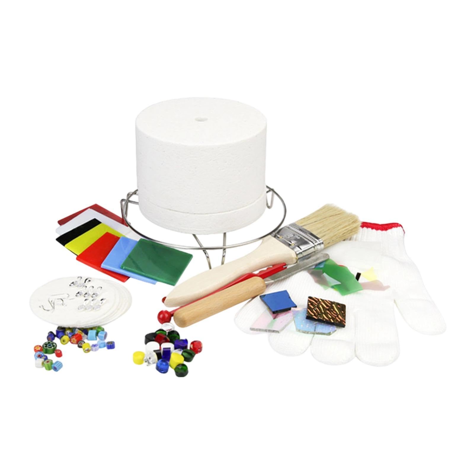 F Fityle Professional Small Microwave Kiln for Fusing Glass Melting DIY Glass Jewelry (Kiln with 13 Accessories)