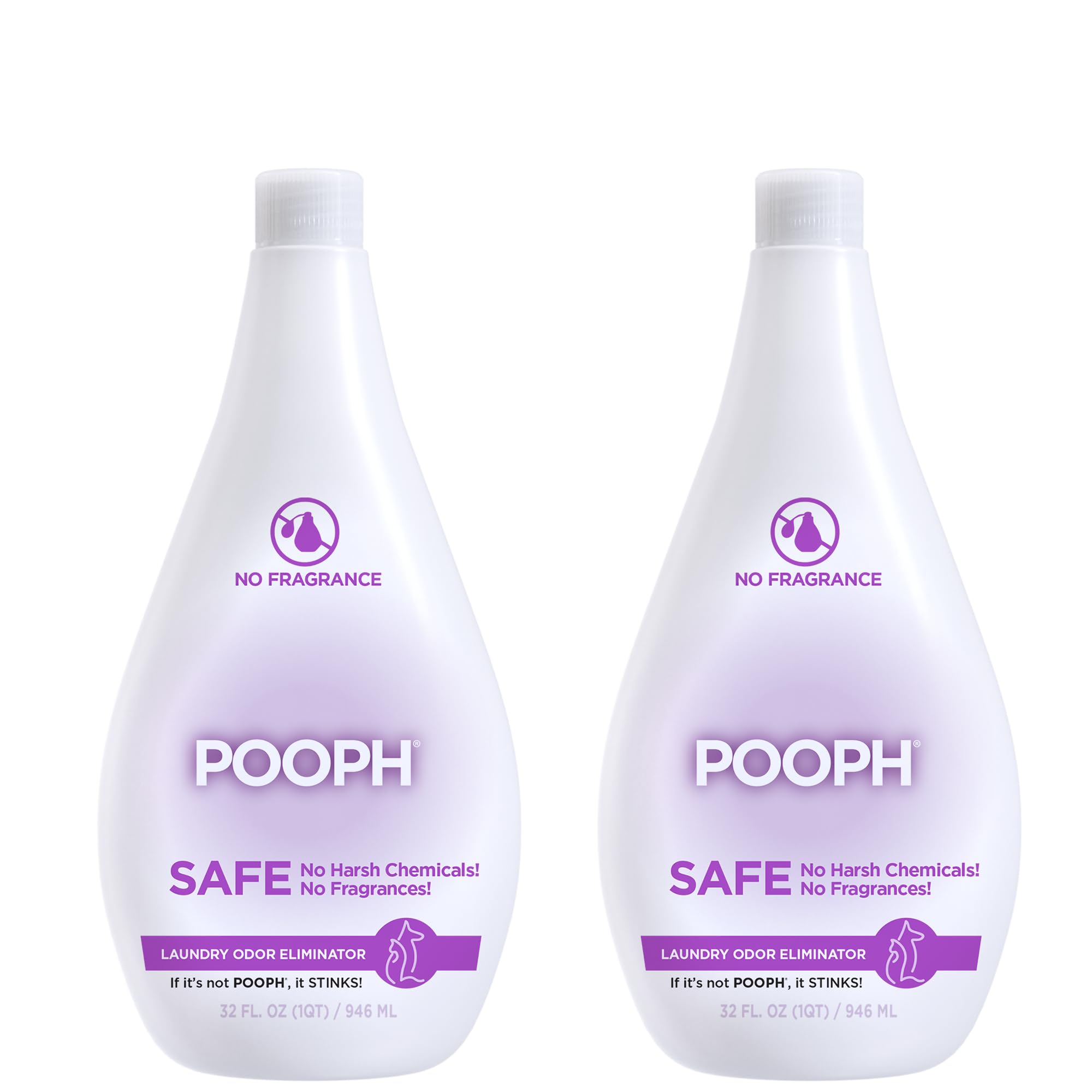 Pooph Laundry Additive, 32oz, 2-Pack (32 Loads) - Dismantles Odors on a Molecular Basis, Dogs, Cats, Freshener, Eliminator, Urine, Poop, Pee, Deodorizer, Natures, Puppy, Fresh, Clean, Furniture, Potty