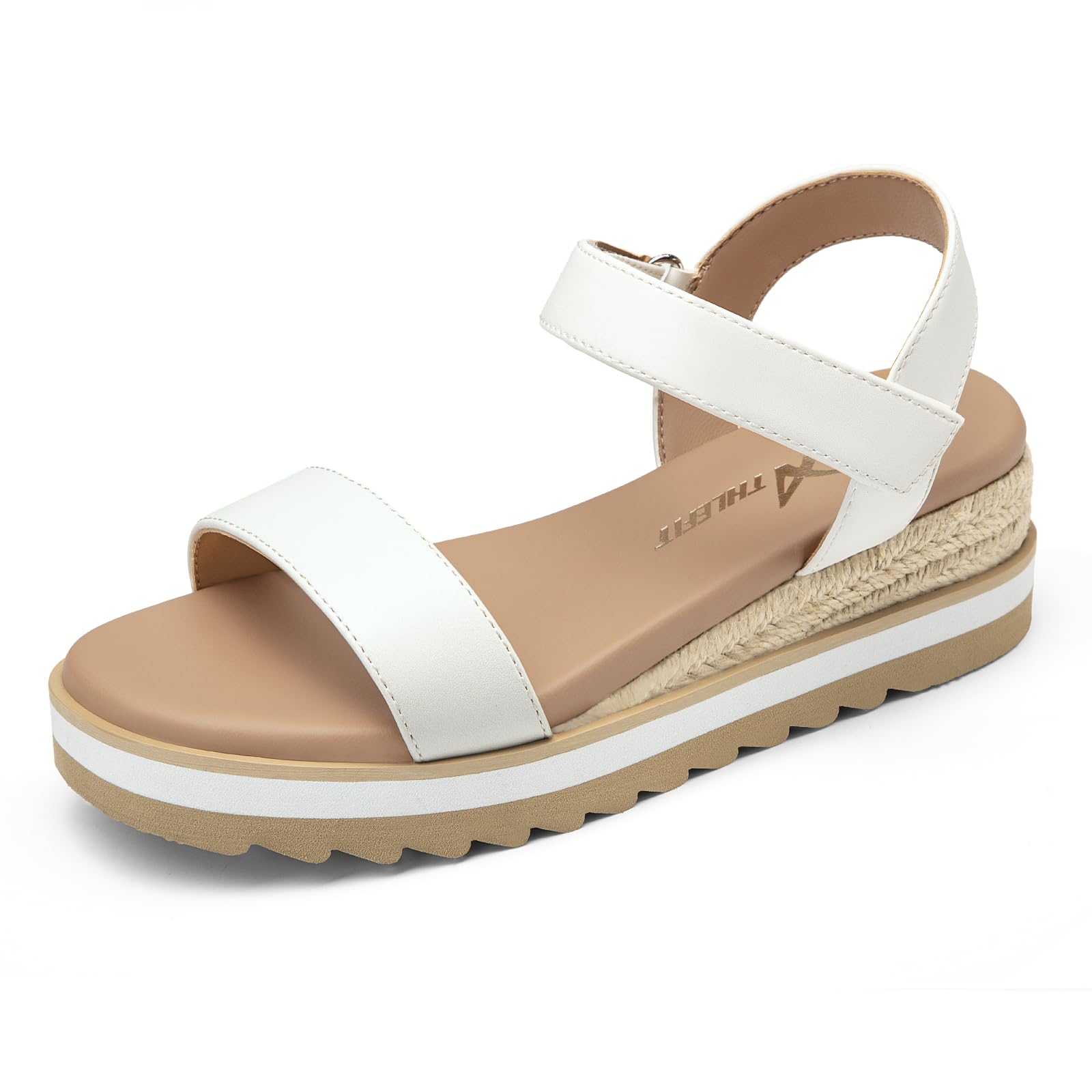Athlefit Girls Platform Wedge Sandals Open Toe Espadrille Sandals Ankle Strap Summer Dress Shoes for Toddler Little Big Kid