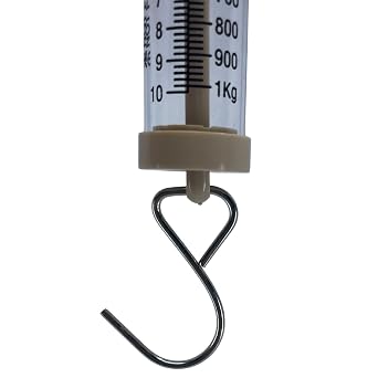 EISCO Newton Force Meter Spring Scale - Max Capacity 10N, 1 kg, Dual Scale Labeled.