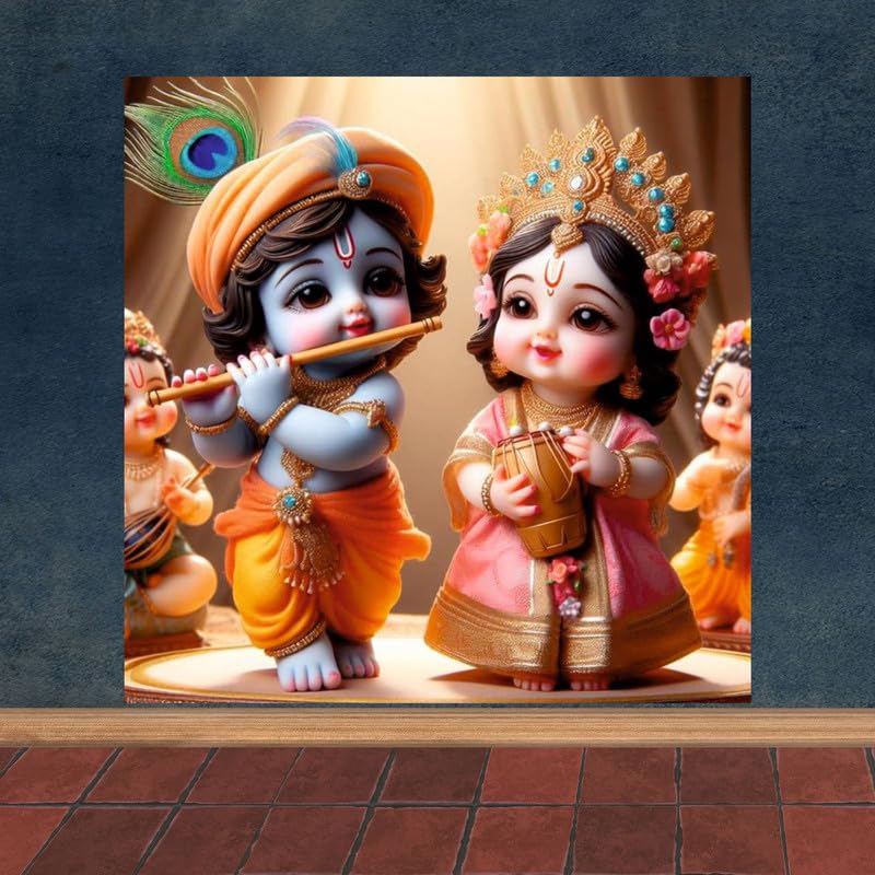 Image of British Terminal Cute little Bal Gopal Baby God Krishna| Kanha Ji | Laddu Lord Makhan Chor Painting Religious Poster for Pregnant Women for wall (matt thin vinyl,sticker,multicolor,unframed)| bj274