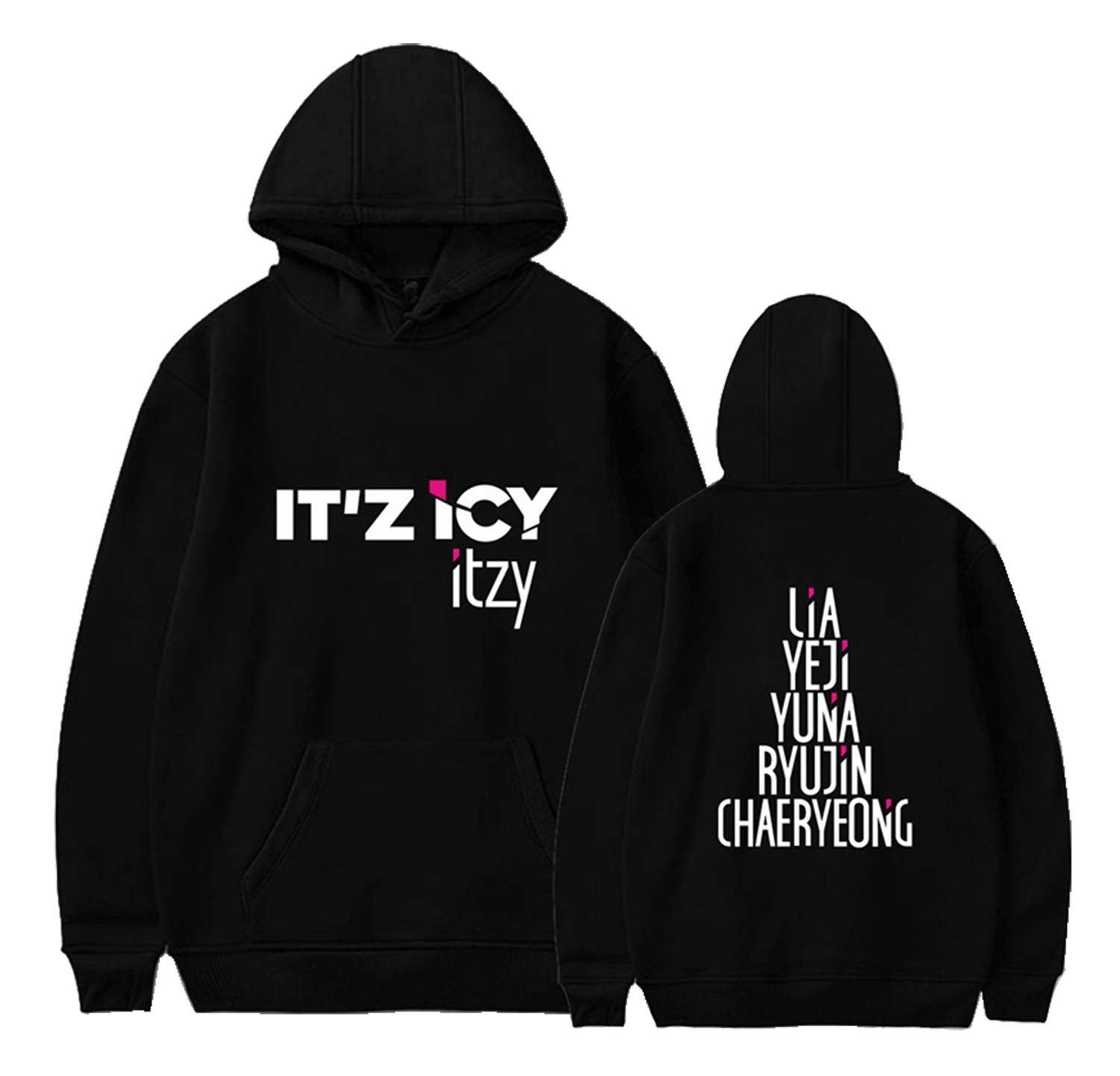 Xkpopfans Kpop ITZY Hoodie New Album IT'z ICY Pullover Lia YeJi RyuJin Yuna Yeong Sweatshirt M Black
