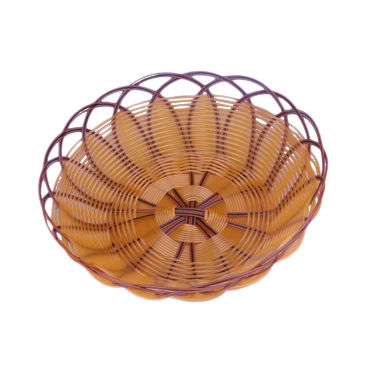 Garneck 1pc Bread Basket Snack Storage Bins Handmade Fruit Basket Bread Storage Basket Circle Tray Fruit Baskets Basket Tray Pallets Wicker Storage Basket Desktop Organizer Khaki re-usable