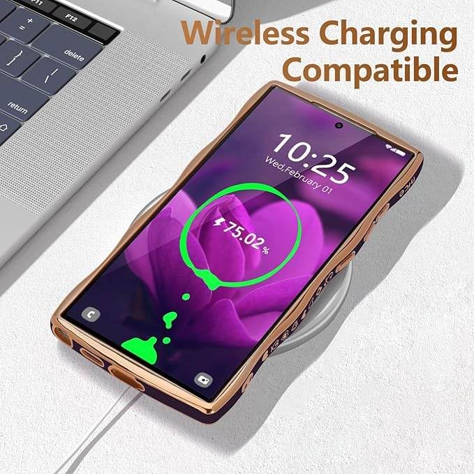 Image of Peeperly Back Cover Case for Samsung Galaxy S23 Ultra Scratch Resistant Anti-Slip TPU Shockproof Protective Durable Wave Plating Love Heart Case for Girls & Women(Light Purple)
