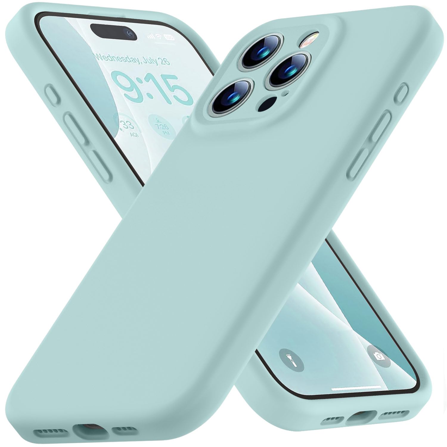 Ktele Compatible with iPhone 15 Pro Max Case, Upgraded Silicone [Camera Protection] [Soft Microfiber Lining] Full Covered Slim Gel Rubber Case for