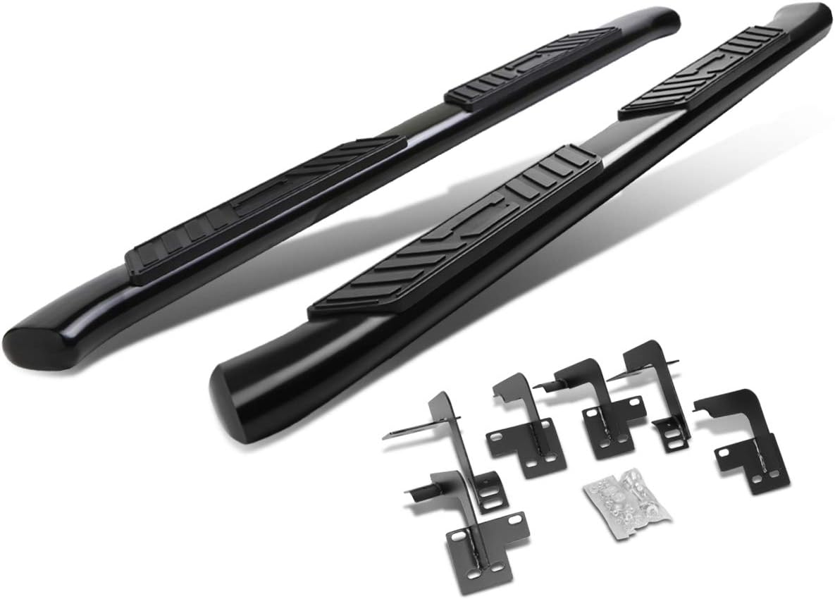 DNA MOTORING 5 Inches Running Boards Compatible with 19-24 Ram 1500 Quad/Extended Cab, Powder Coated Side Step Nerf Bars, STEPB-5C-013-BK