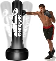 JUOIFIP Szabadon Álló Boxzsák Felnőtteknek 175 cm - Edzőállvánnyal, MMA, Muay Thai, Kung Fu Edzéshez, Fekete Vinyl Borítással 1