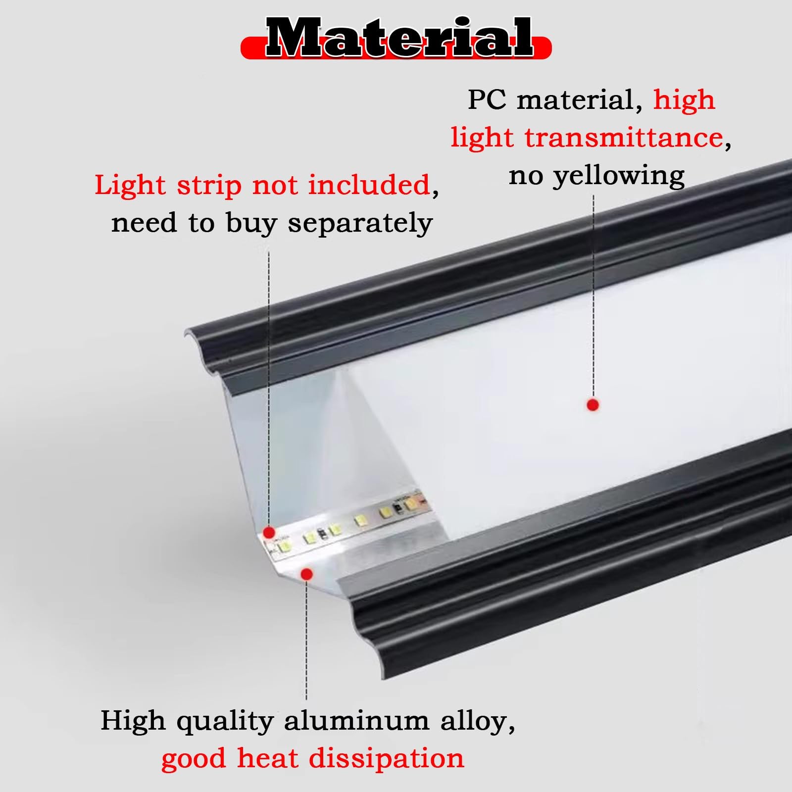 Taza de luz LED Canal de luz LED montado en la Superficie, Canal LED de Aluminio para baño/gabinete/Corredor/estantería, iluminación de moldura de Corona para Techo/Pared/Suelo(2m/6.6ft)