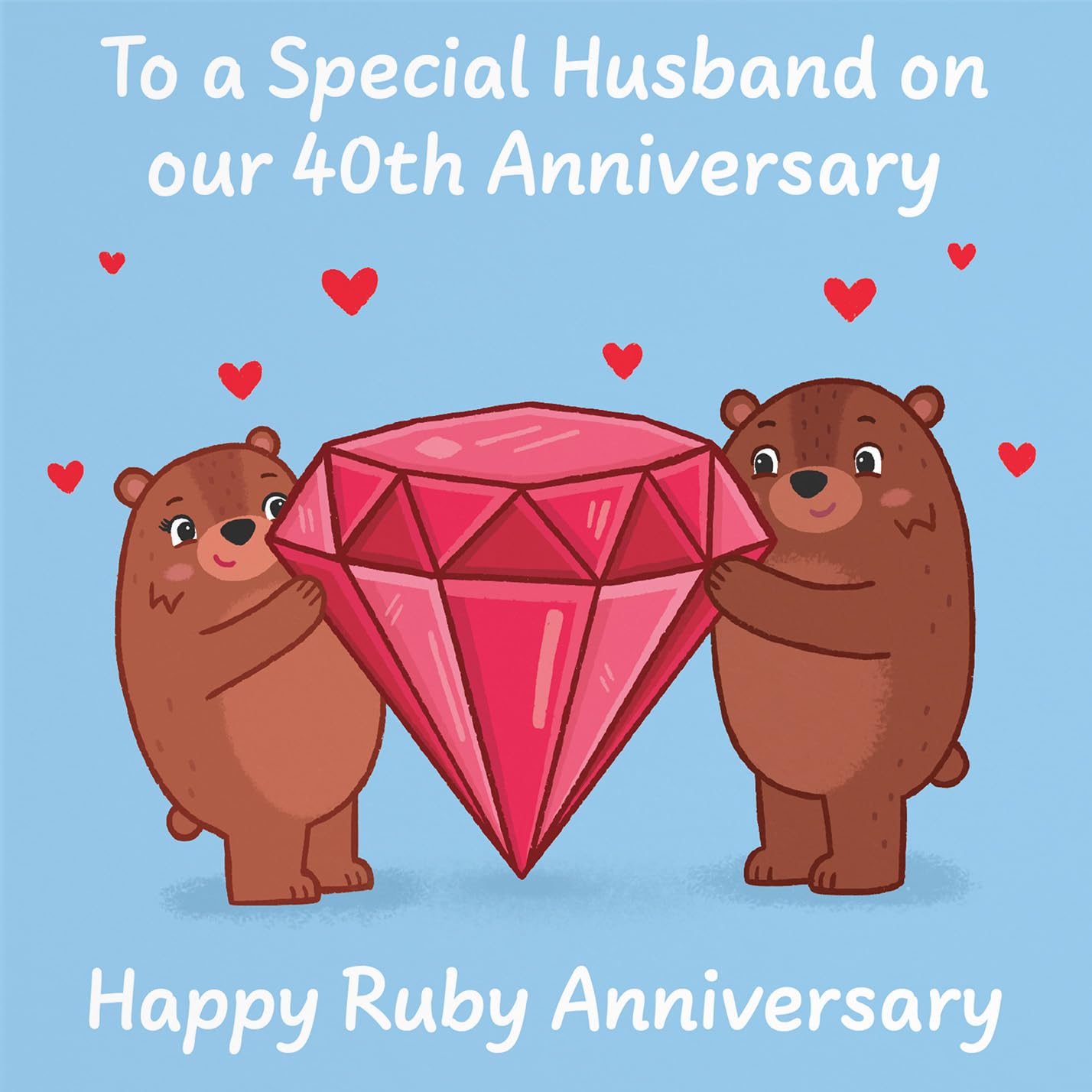 Hunts England - Husband 40th Anniversary Card - Ruby Anniversary - 40 Years - Cute Fun Bears Card - Love Story Collection - Image 2