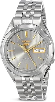 Automatic Watch for Men 5-7S Collection - with Day/Date Calendar, Luminous Hands, Stainless Steel Case & Bracelet