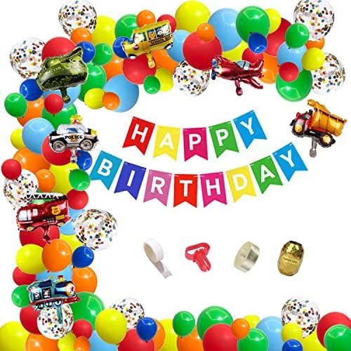Car Birthday Party Decoration Transportation Balloon Arch Car Balloon Garland 108 Pcs Vehicle Plane Confetti 5 Colors Balloon Banner Tool For Kids Car Birthday Party Supplies Baby Shower Backdrop