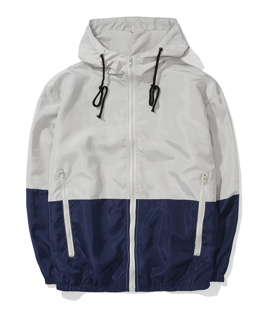 AITFINEISM Men's Lightweight Windbreaker Jacket Casual Zip Up Jackets With Hooded