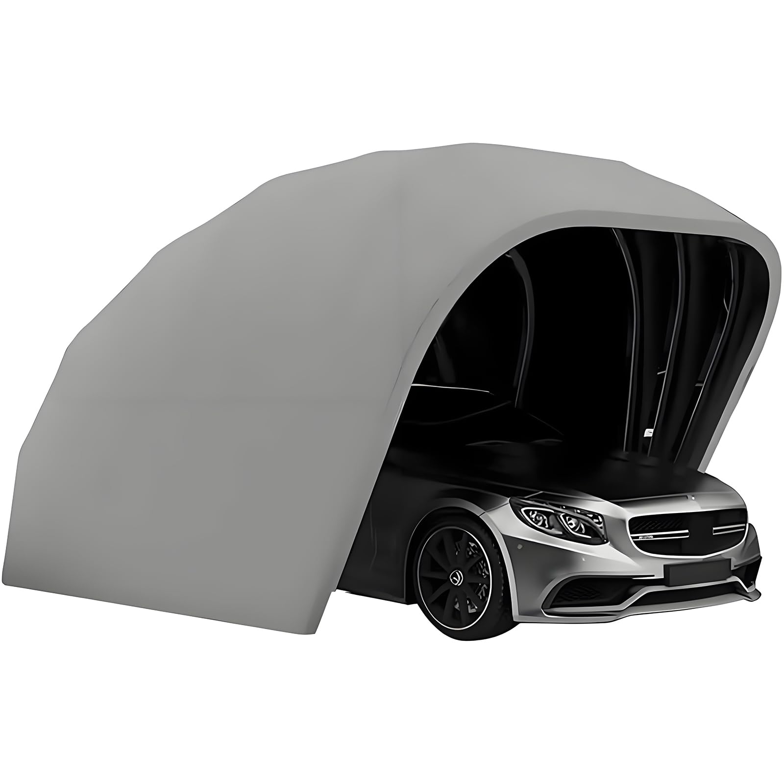 Garage Pieghevole Semiautomatico Inox Spessore Carport Resistente Venti 129km/h Protezione Anti-Grandine Telaio 300kg Grigio 5,9x2,7x2,45m