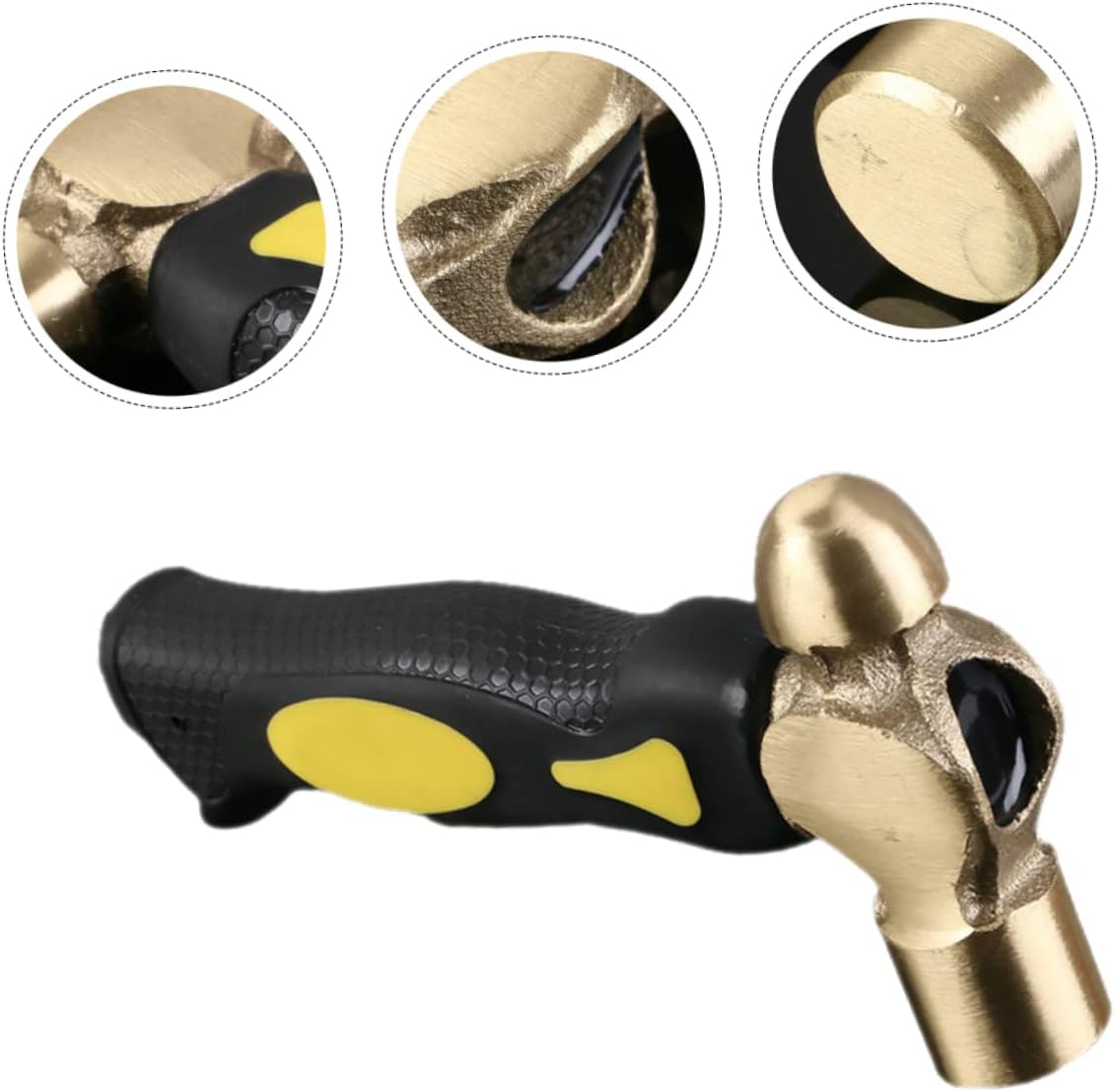 Veemoon Metal Mallet Hammer Brass Hammer Round Head Aluminum Bronze Mini Handle Stamping Hammer, 16.5CM, Black, NSGCIDKW7A32J27B14LVUI