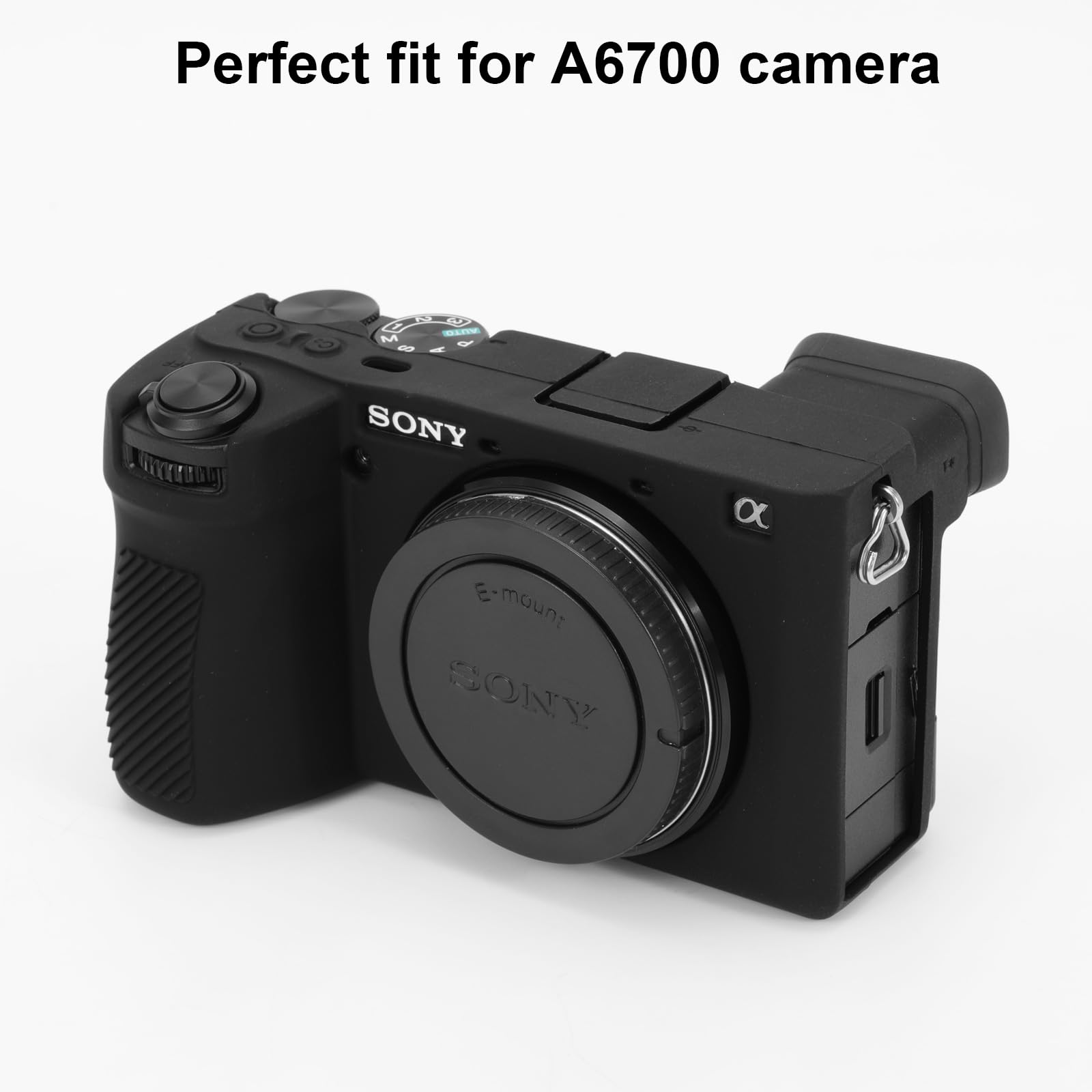 Coque de protection en silicone pour Sony A6700 - Accessoires avec 2 films de protection d'écran - Protection d'objectif amovible pour appareil photo numérique Sony A6700