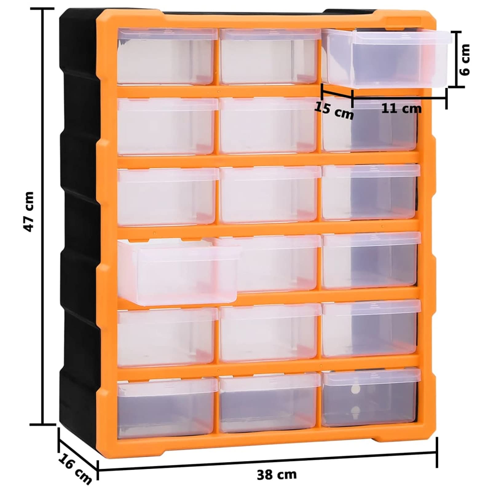 Gecheer Mobile Contenitore con 18 Cassetti Medi 38x16x47 cm,Cassettiera Box Organizer Porta Minuteria per Officina,Cassetti Multiuso,Scatole per Cucito in Plastica/Scatole per Componenti