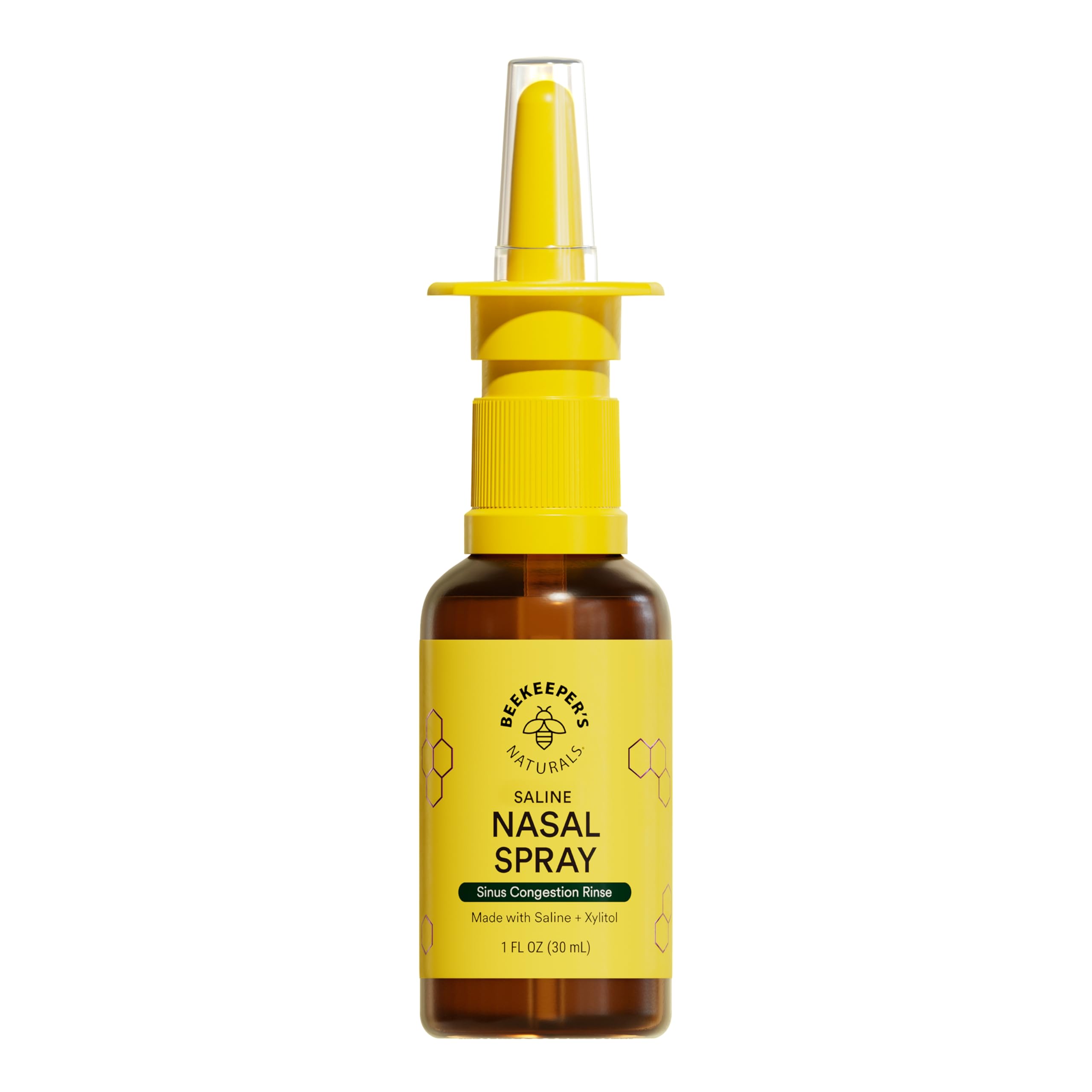 Beekeeper's Naturals Nasal Spray for Adults with Propolis, Xylitol & Saline, Clears Nasal Congestion, Moisturizes Sinus Canal, & Decongest Sinus Cavities, 1 fl oz