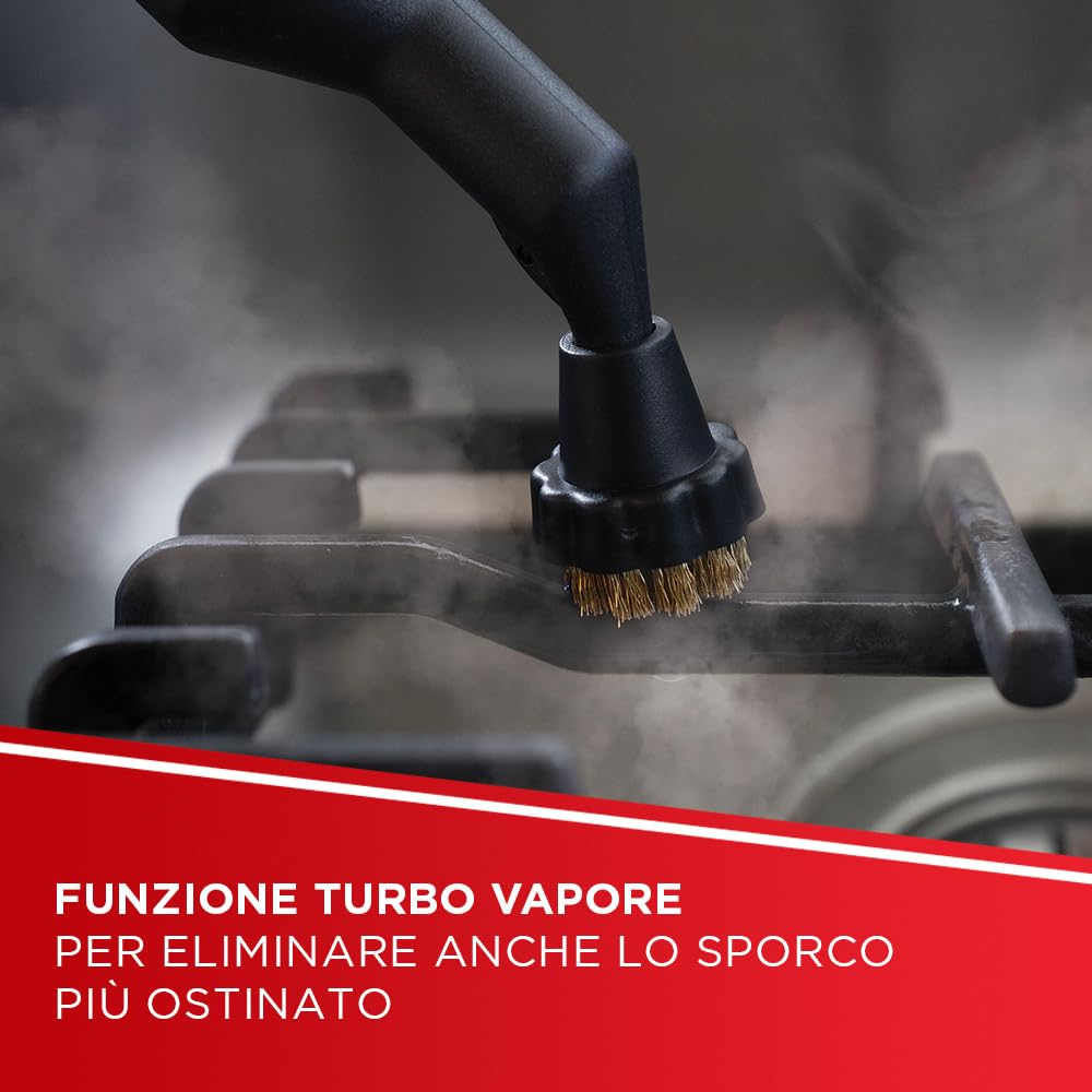 Polti Vaporetto Pro 95 Turbo Flexi, Pulitore a Vapore con Caldaia, Pressione Max 5 Bar, Potenza 1100 W, Autonomia Illimitata, Made in Italy, Funzione Eco, 14 Accessori Inclusi, Nero e Verde