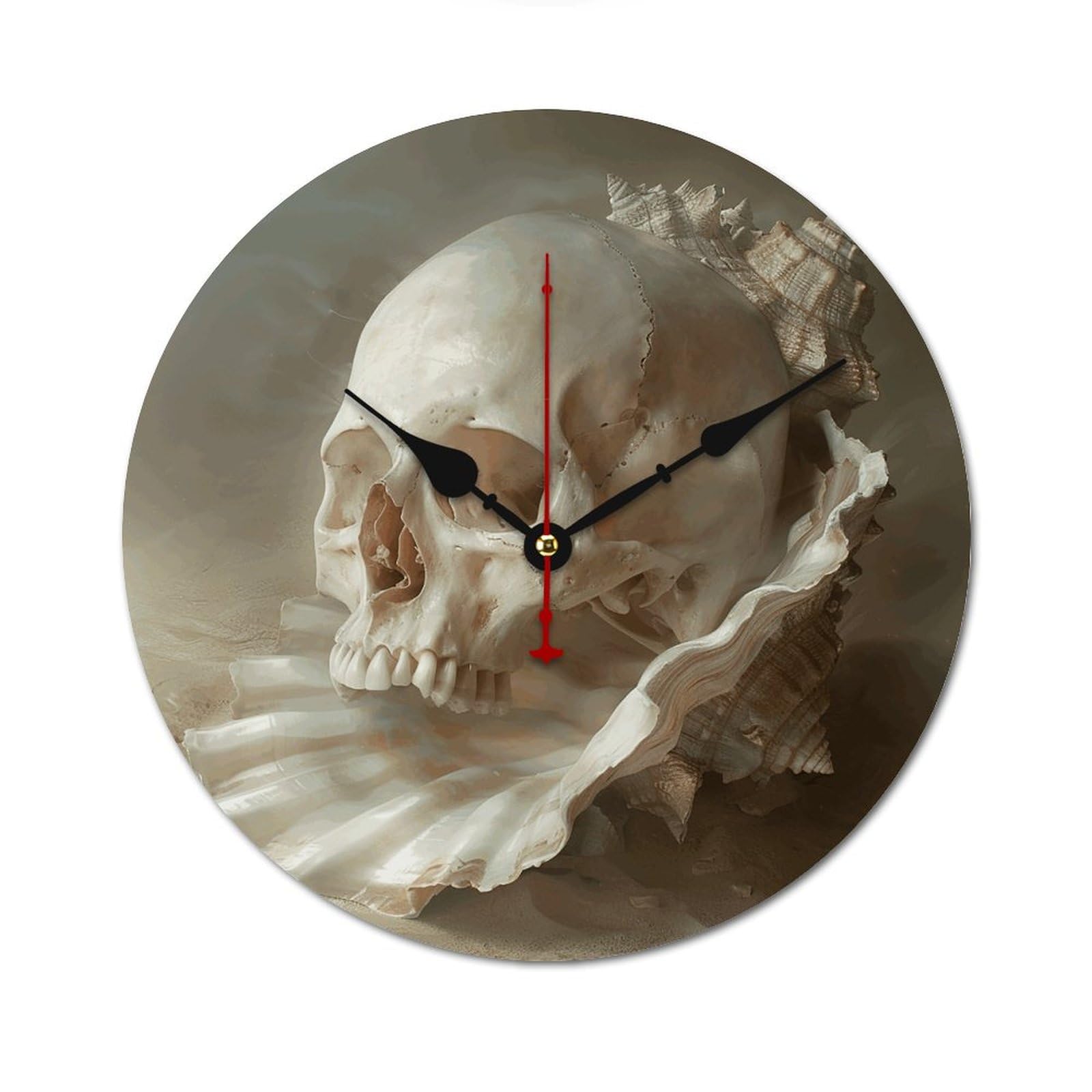 Horloge murale moderne en bois sans cadre motif crânes décoration maison