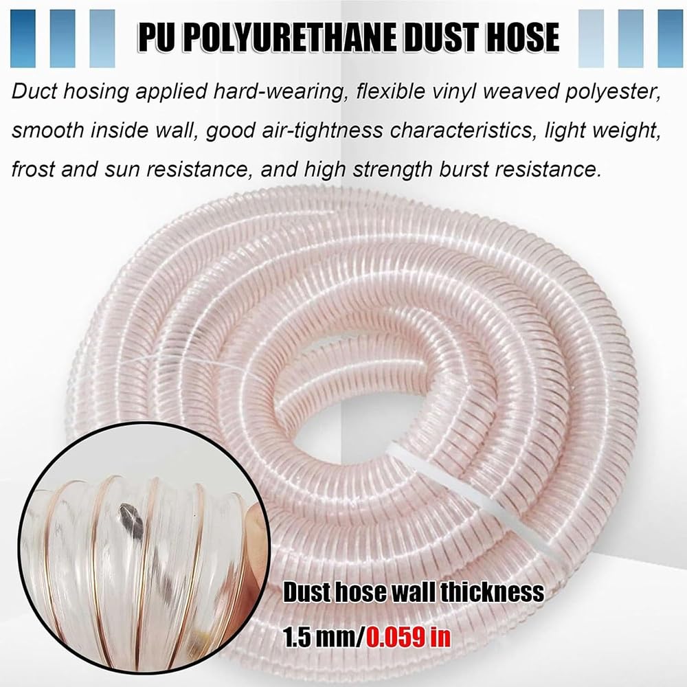 Manguera De Aspiración De Poliuretano 5 6 8 10m Tubo Flexible Para Plantas Industriales 60 63 70 75 80 125 200mm Espesor De Pared 1.5mm(6m/19.6ft,150mm-5.9in)