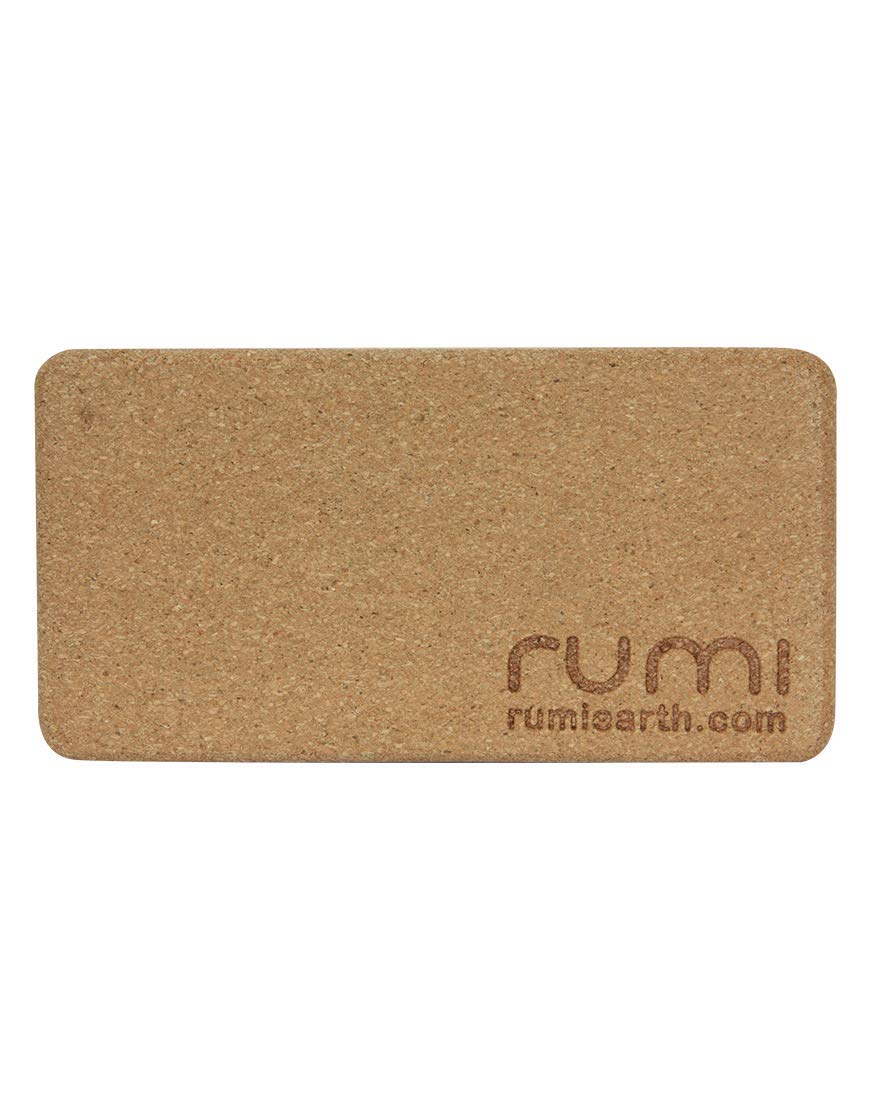 Rumi Yoga Block Mini - Cork (9"x 5"x 3″) - Yoga Bricks, Resilient Material, Light Portable Fit & Easy to Grip, Comfortable Smooth Soft Edges Yoga Accessories Yin Restorative Iyengar Yoga Props