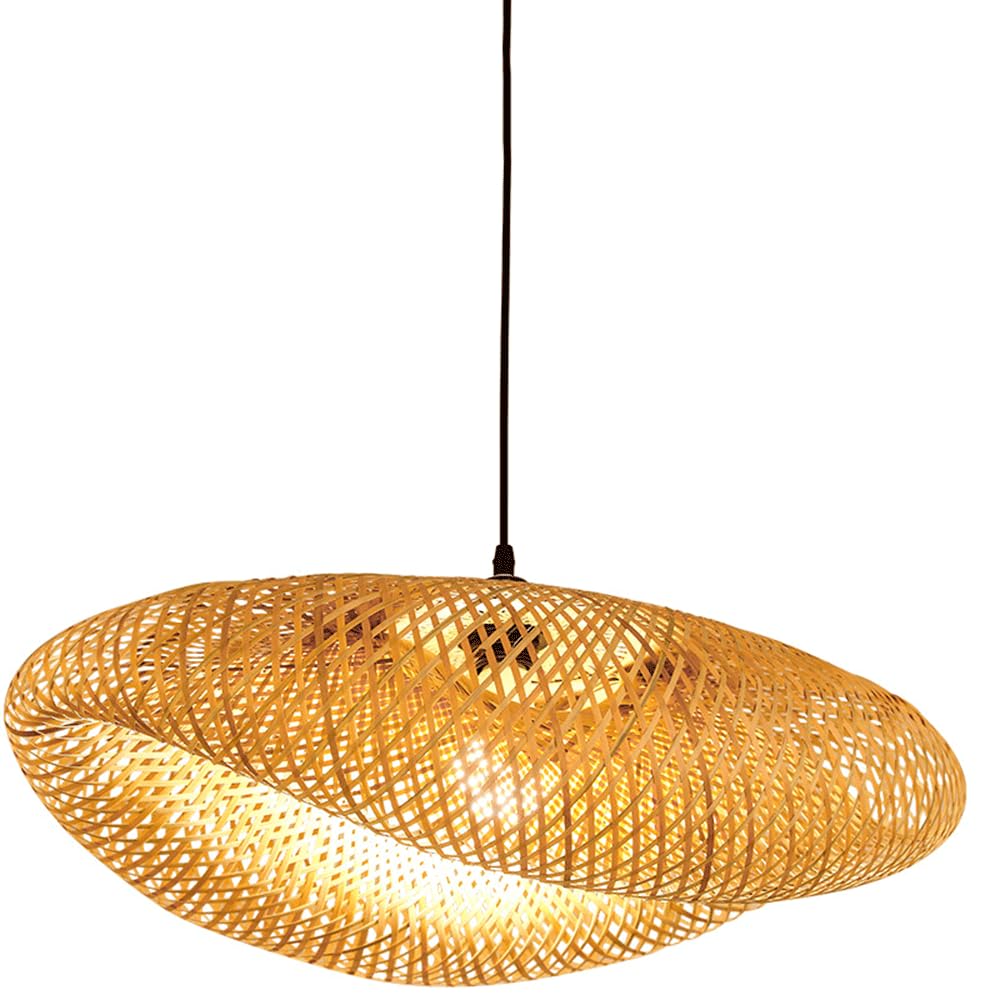 CJSLXGBL Bamboo Farmhouse Chandelier Light Fixtures, Boho Large Pendant Light,Hand Woven Chandeliers,Rustic Chandeliers Hanging Light Fixtures,for Kitchen Island,Dining