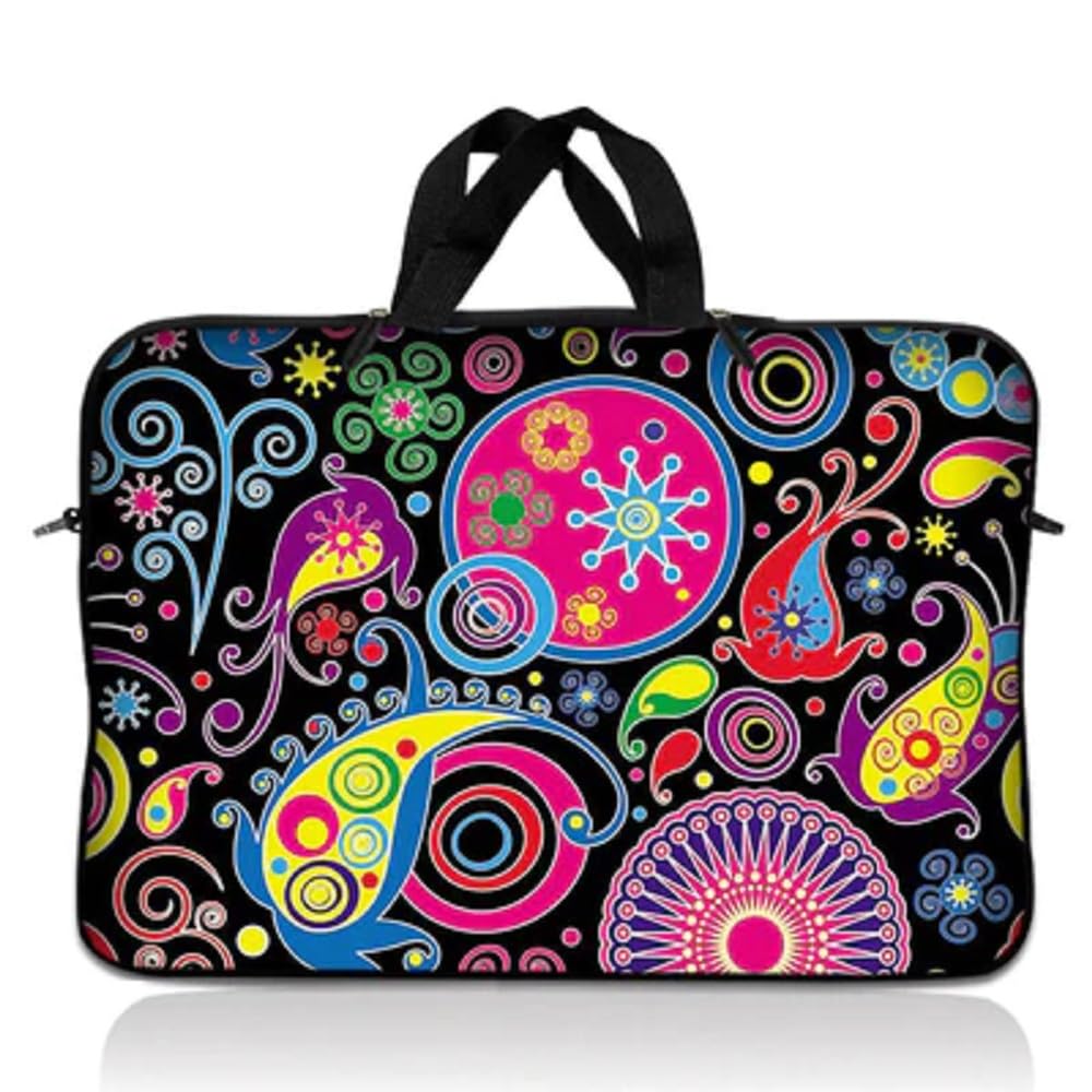 LSS 12.3 inch Laptop Sleeve Bag Carrying Case Pouch with Handle for 11" 11.6" 12" Acer, Asus, Dell, Hp, Sony, Toshiba, Pink Plumeria Flower — view 13