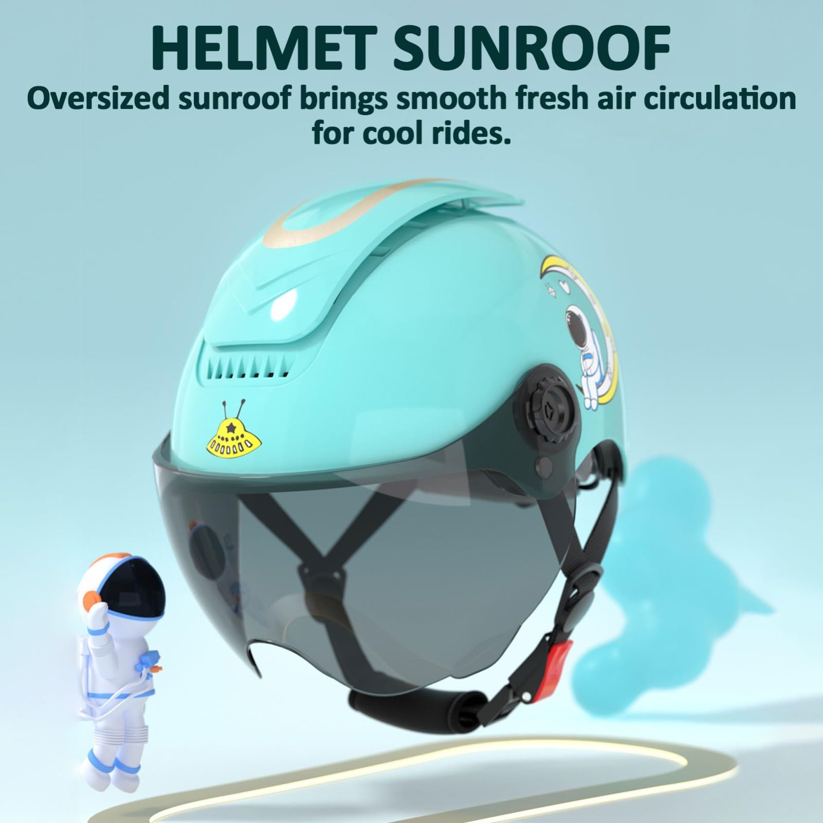 Casque De Moto Demi-Jet pour Enfants Homologué ECE 22.06, avec Visière Solaire, Motif Dessin Animé, pour Garçons Et Filles De 3 À 12 Ans.