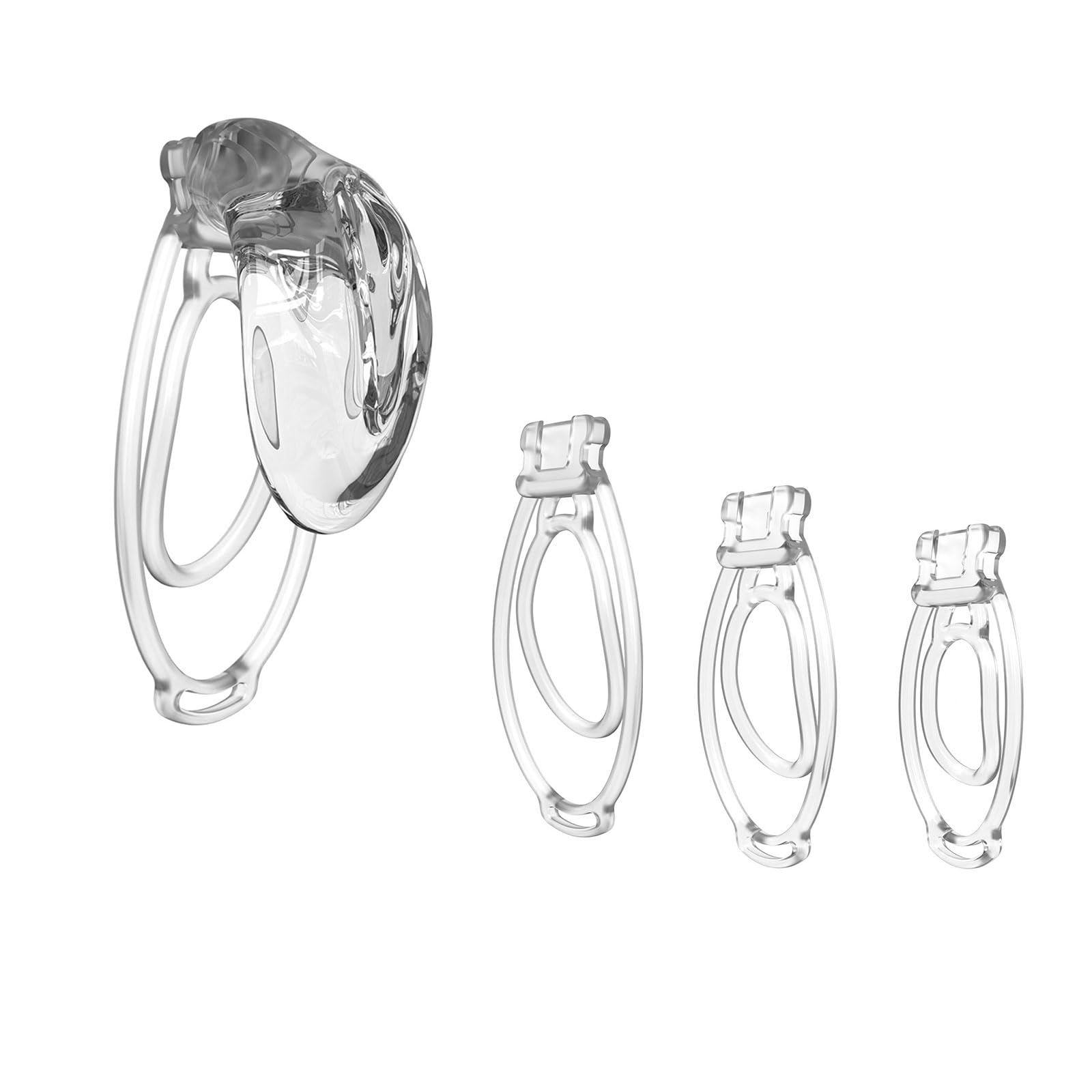 Cage de protection pour hommes, douce pour la peau, avec 3 clips, plusieurs styles disponibles-FRLZB012Y (Transparent + Transparent 3 anneaux)