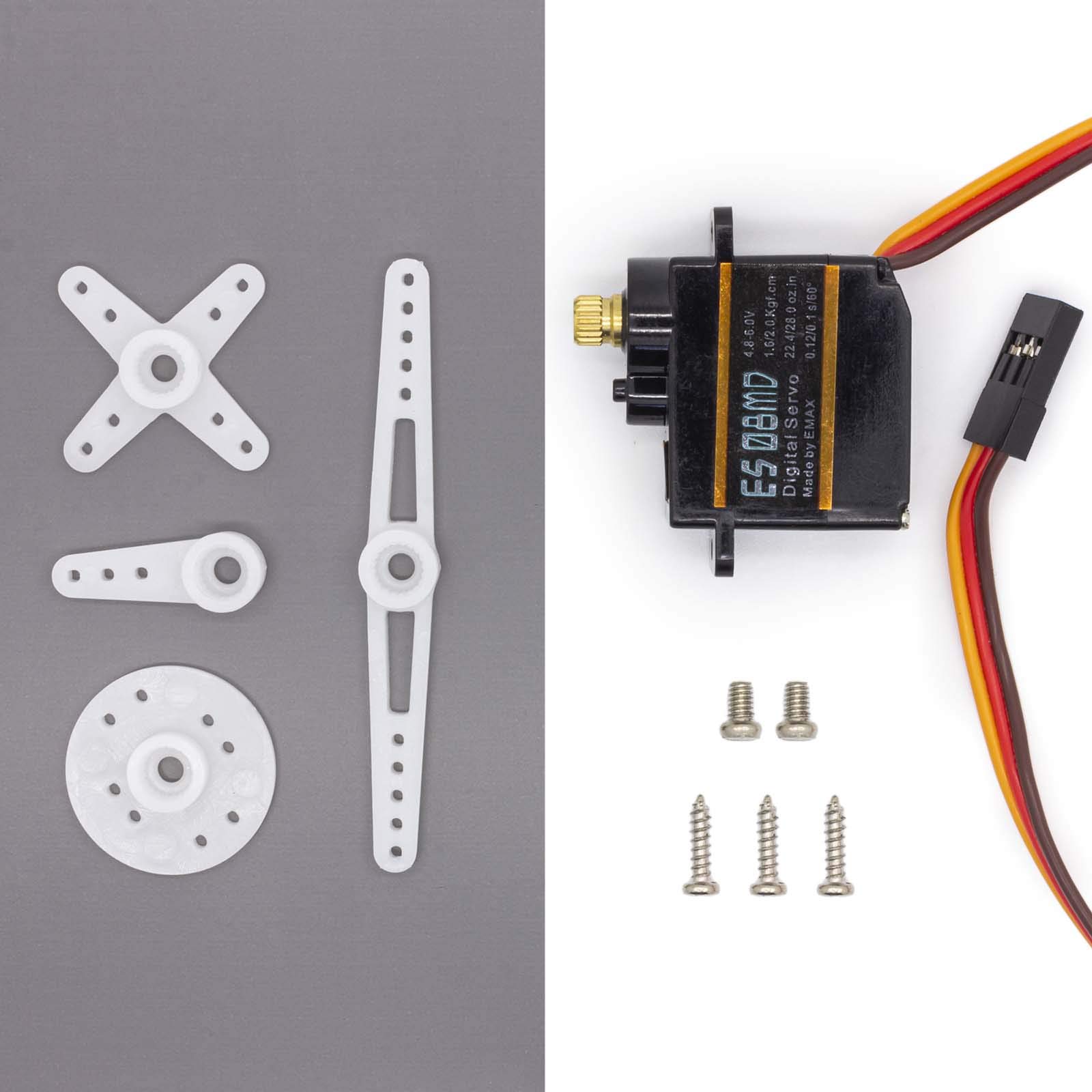 Adapter-Universe Emax ES08MD Metal Gear Digital Servo RC Servo Micro 12 g 0,08s 2.4 kg, black - Image 3