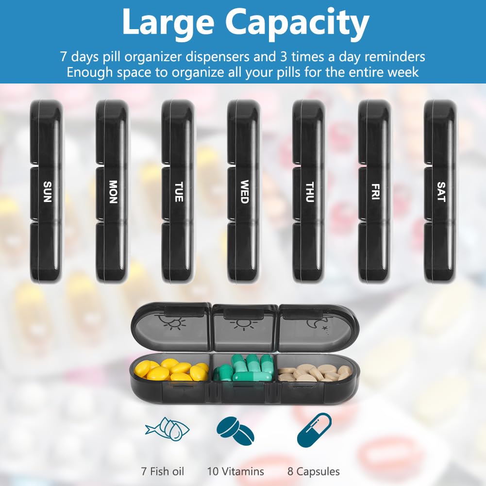 Portapillole Settimanale Katutude Con 14 Scomparti – Organizzatore Giornaliero Per Medicine E Vitamine, Piccolo E Portatile