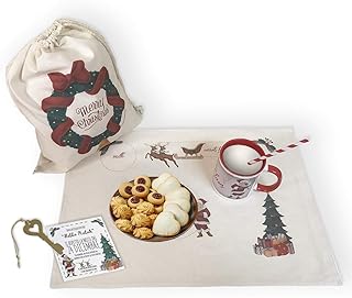 Dacl'Art Letterina Babbo Natale Kit per la Cena di Babbo Natale in Tessuto Tazza tovaglietta e Sacco Made in Italy