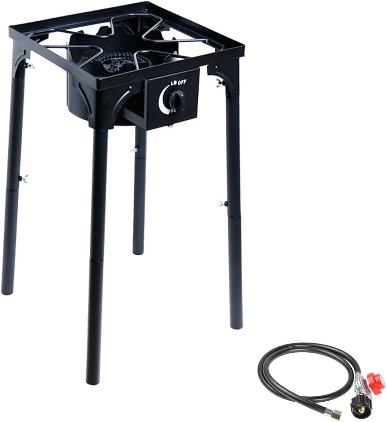 30000 BTU シングルストーブ、調節可能な脚が特徴で、多目的な屋外調理や大きな食事の高さに対応します