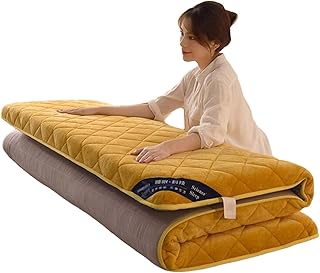 MTNBHH Colchón de futón plegable japonés, colchón de felpa para adultos, tapete de cama enrollable de 4 cm de grosor, dormitorio de invitados (amarillo, 150 x 190 cm)