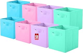 ShellKingdom Storage Bins, Foldable Fabric Storage Cubes, 8 Pack, 4 Colors