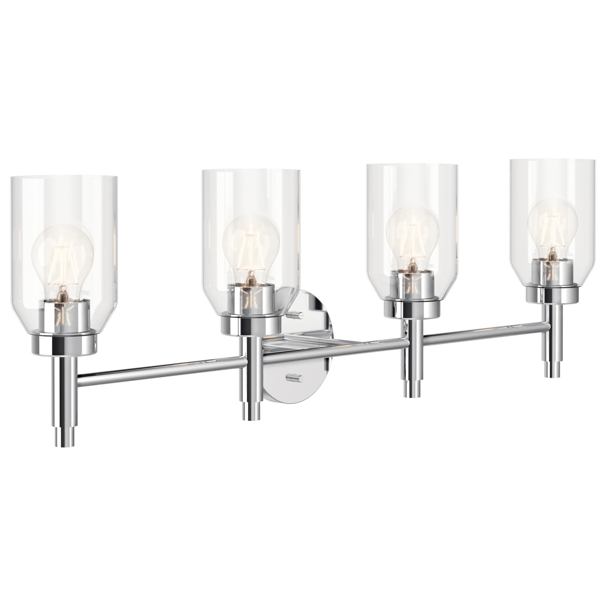 Kichler Madden 4-Light Bathroom Vanity Light, Chrome | Modern vanity light with clear glass for single or double bathroom mirrors (34" x 10.5"), 55186CH