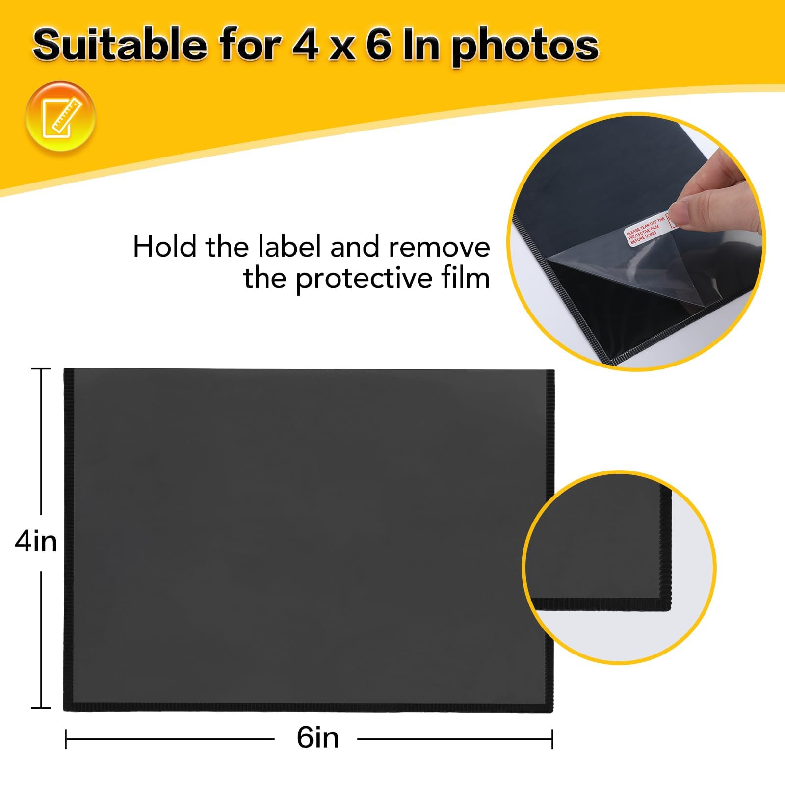 YixangDD Magnetische Bilderrahmen für Kühlschrank, 10,2 x 15,2 cm, Schwarz, 50 Stück