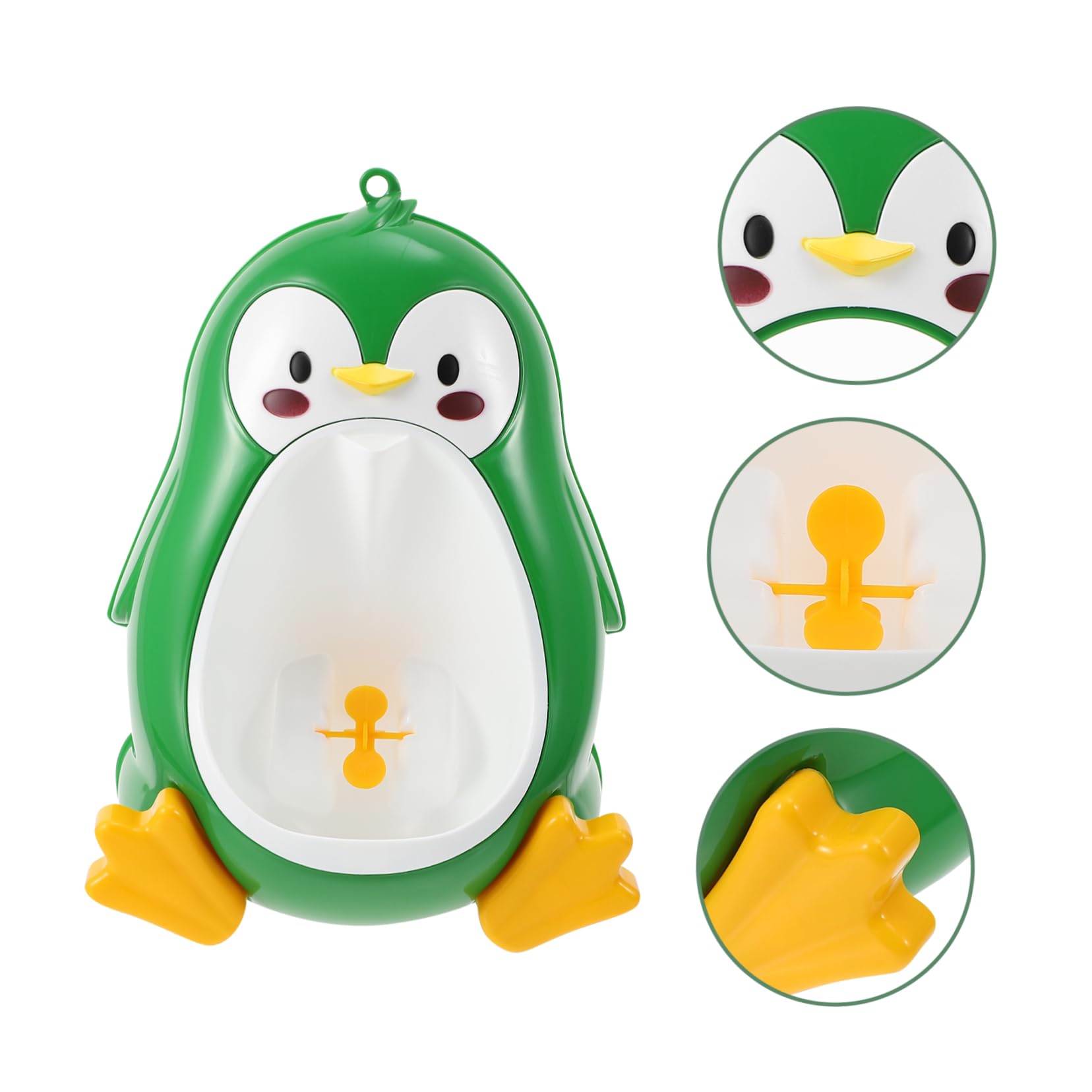 Urinario Infantil de Pared Forma de Pingüino en PP Verde para Baño | Orinal Infantil para Niños, Limpieza Fácil y Montaje Sencillo, Entrenamiento de Orina Hogar de Uso Diario