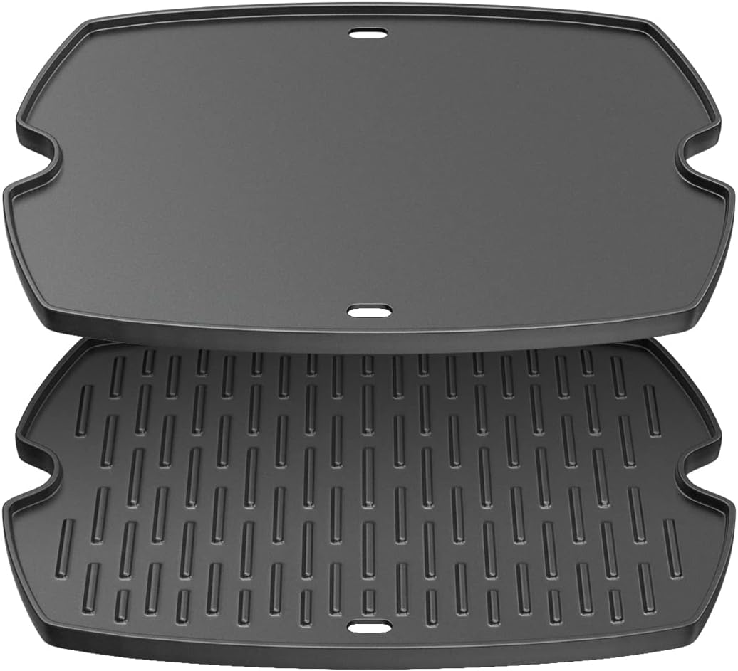 7582 17" Cast Iron Cooking Griddle for Weber Q1000 Q1200 Q1400 Q100 Q120 Q140 Series GS4 Grills, Griddle Plate for Weber 50060001 50060301 386001 386002 Grill, Replaces Grate #7644#65810