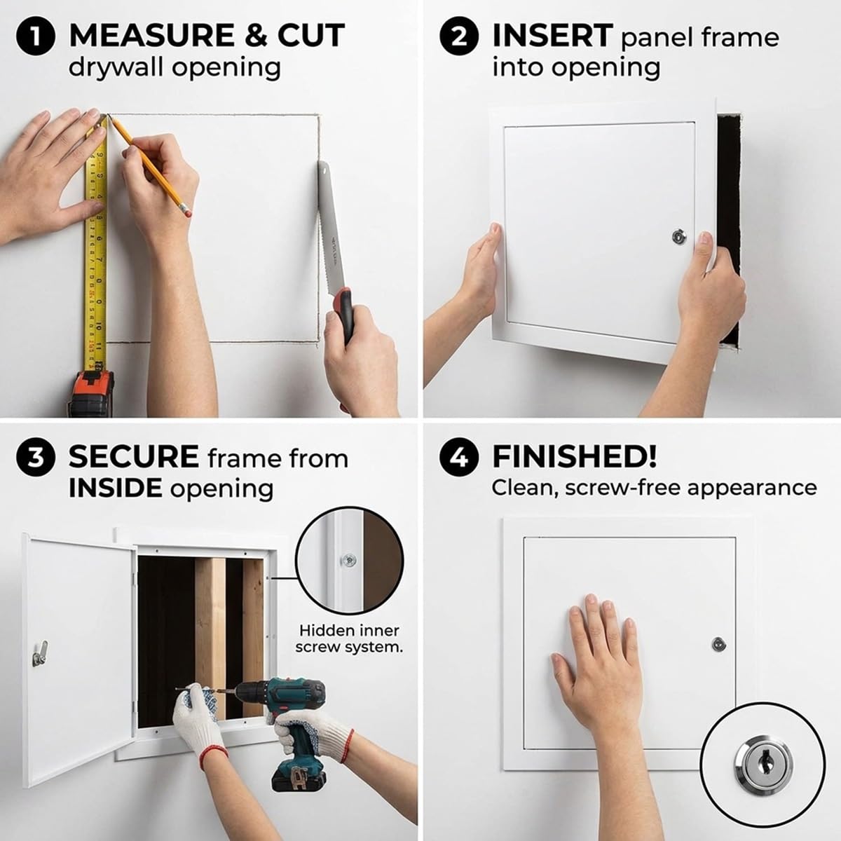 Puerta de Inspección de Aluminio con Cierre Plano, Trampilla Pladur Invisible para Techos y Paredes, Compuerta de Registro de Metal para Llaves de Paso y Sifón(White,300 x550 mm)