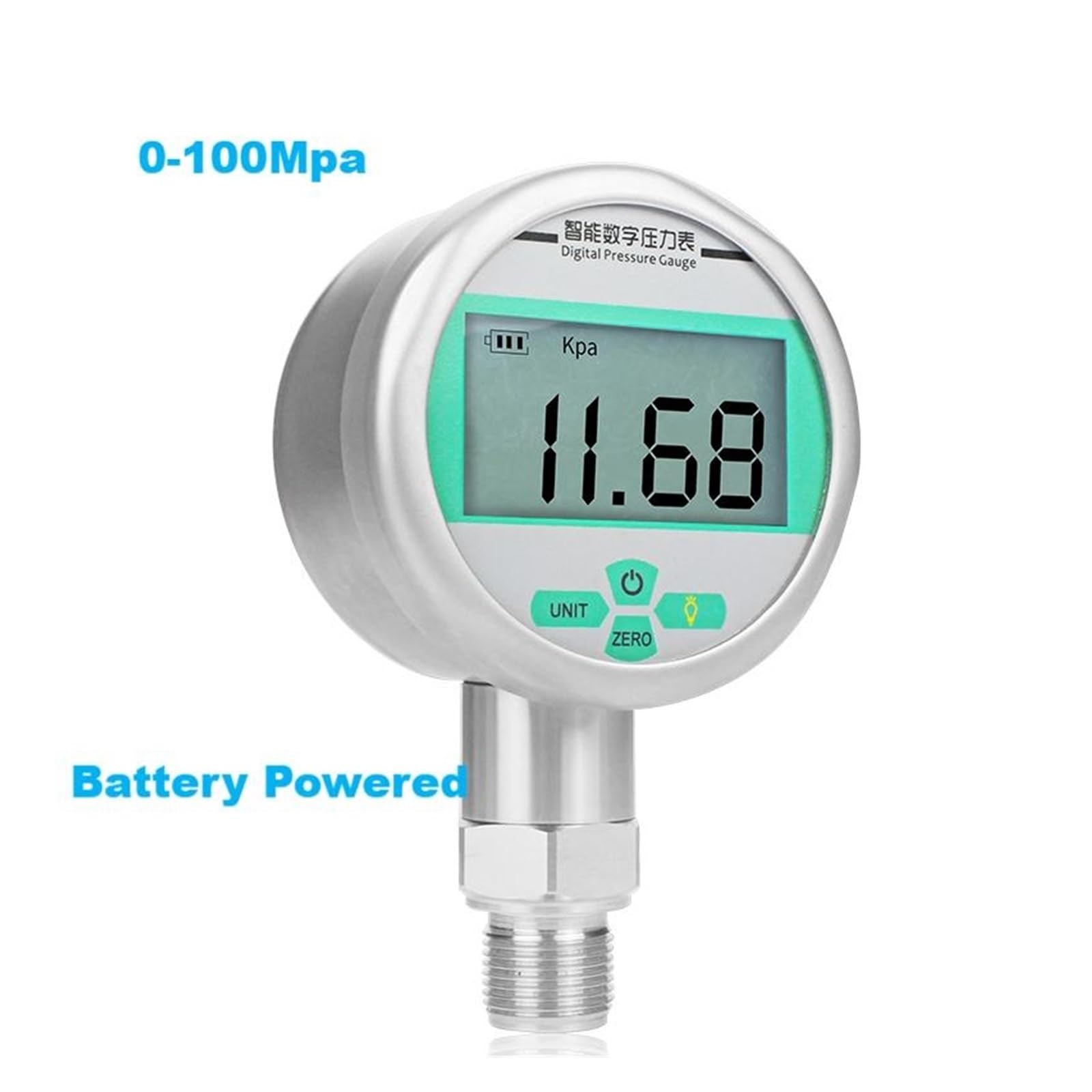 Medidor de Presión Manómetro hidráulico digital radial, sísmico 0-100 MPa 0,2%,5% manómetro de agua alta precisión(NPT1-4,0-1.6Mpa)