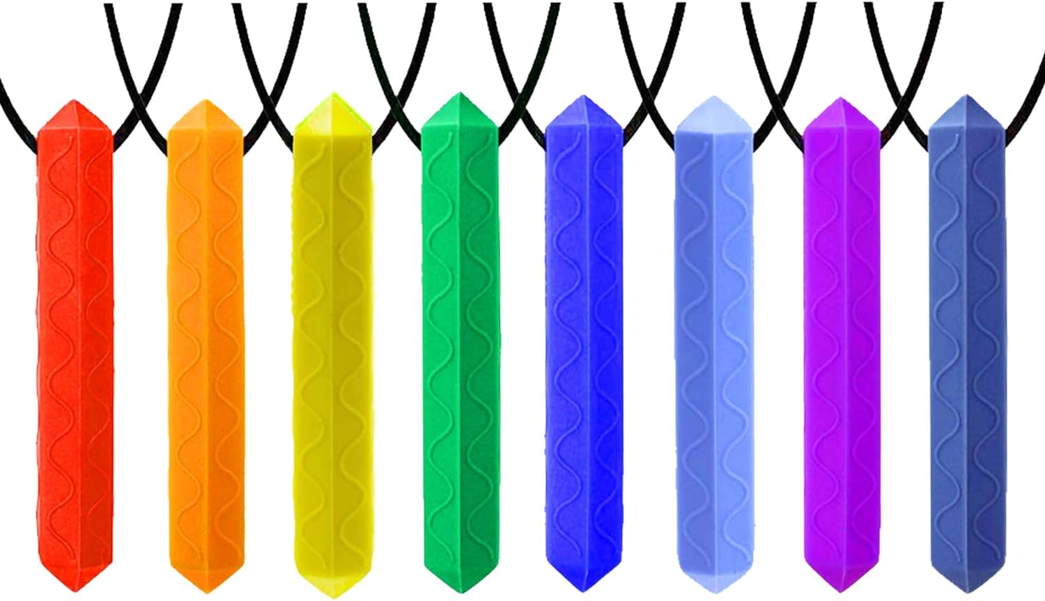 Chew Necklaces for Sensory Kids 8 Pcs Diamond Shape Sensory Chewy Toys for Autism Girl and Boy, ADHD Toddler, Adult