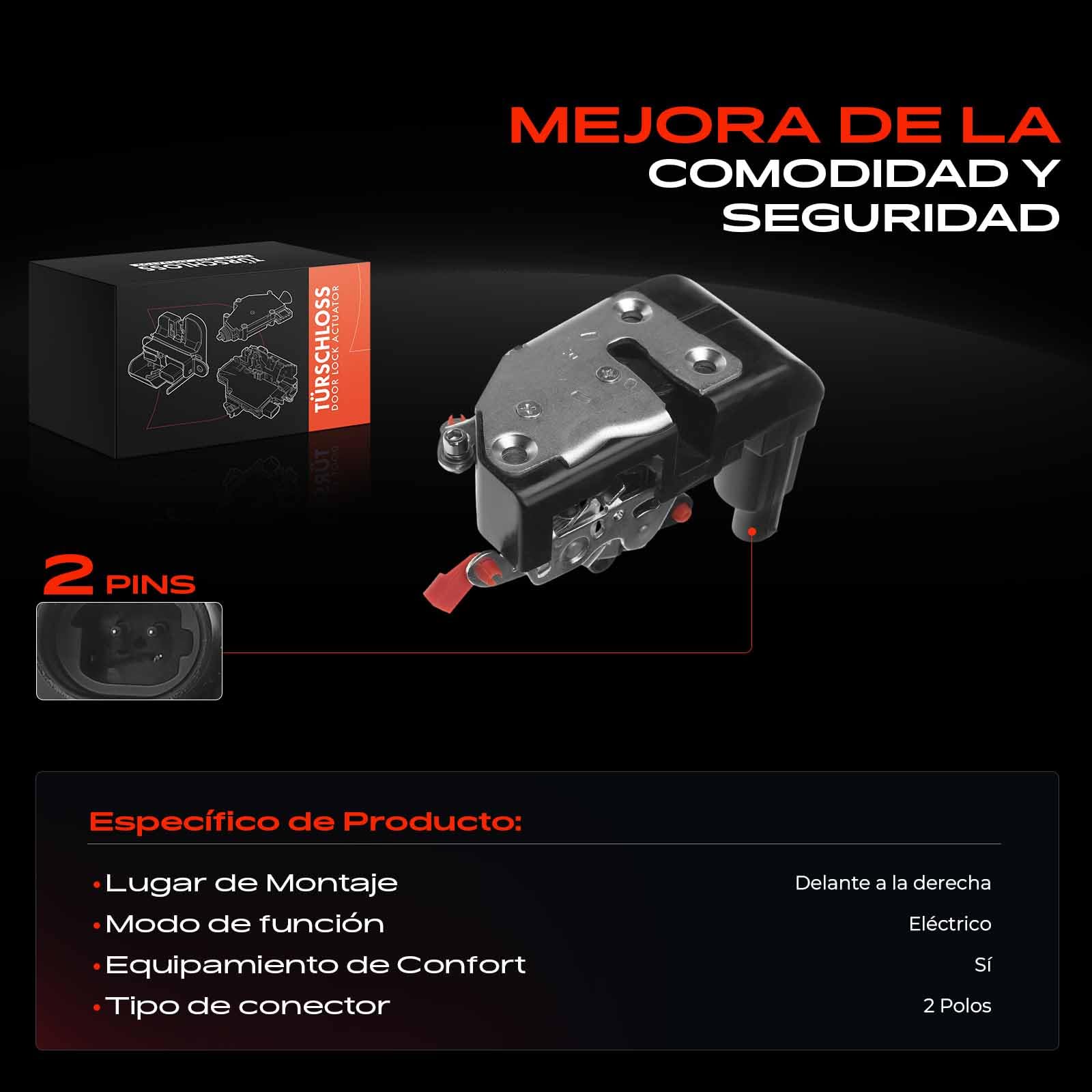 Frankberg Actuador de cerradura de puerta delantera derecha de 2 Polos | Compatible con: Cherokee XJ, Gran Cherokee I ZG ZJ