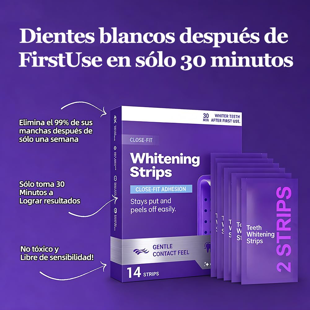 Dent Teeth Whitening Strips, Purple Whitening Strips Help Reduce Surface Stains, Easy Daily Oral Care Whitening Treatment for Adults Bright Smile Dental Care (3 Box)
